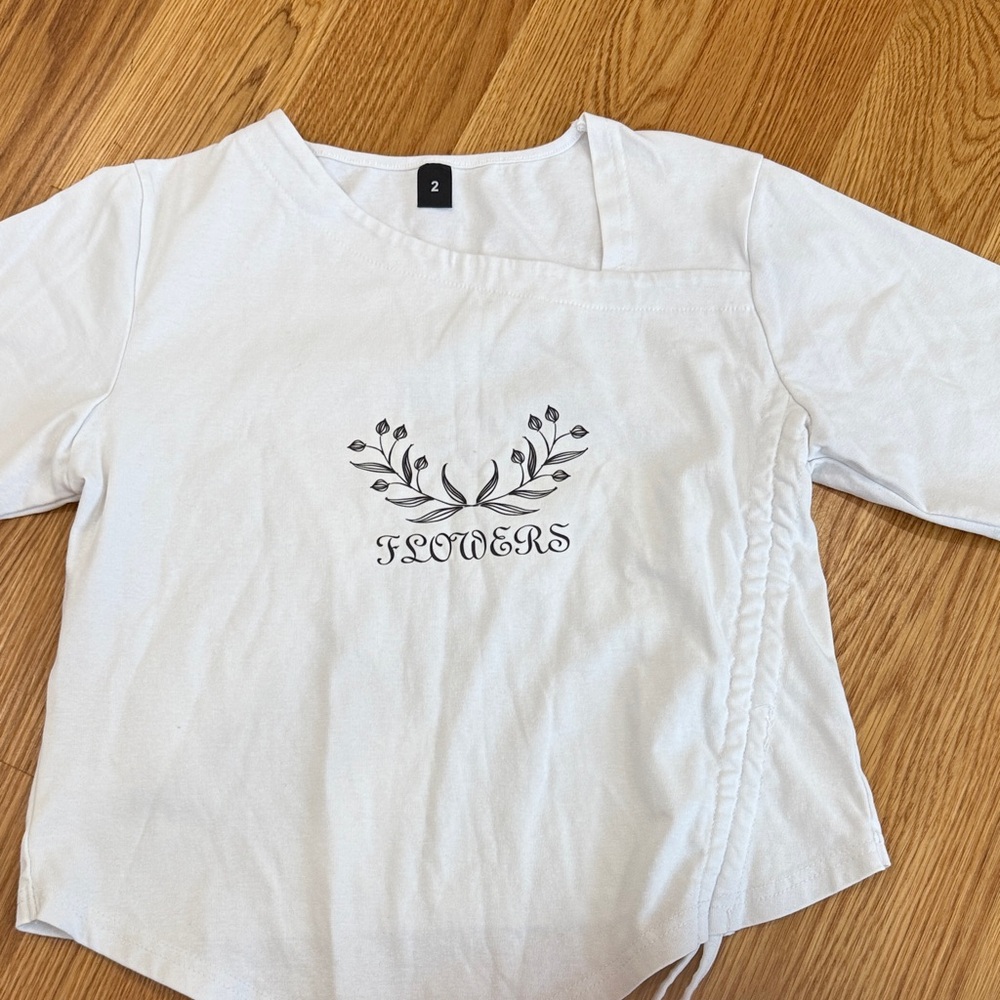 White Kids Shirt with Floral Design